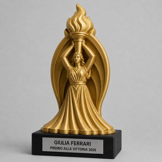 Trofeo Premium Portatrice della Fiamma Personalizzato – Premio Vittoria e Trionfo, 28 o 38 cm, Stampa 3D PLA