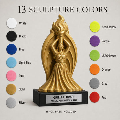 Trofeo Premium Portatrice della Fiamma Personalizzato – Premio Vittoria e Trionfo, 28 o 38 cm, Stampa 3D PLA