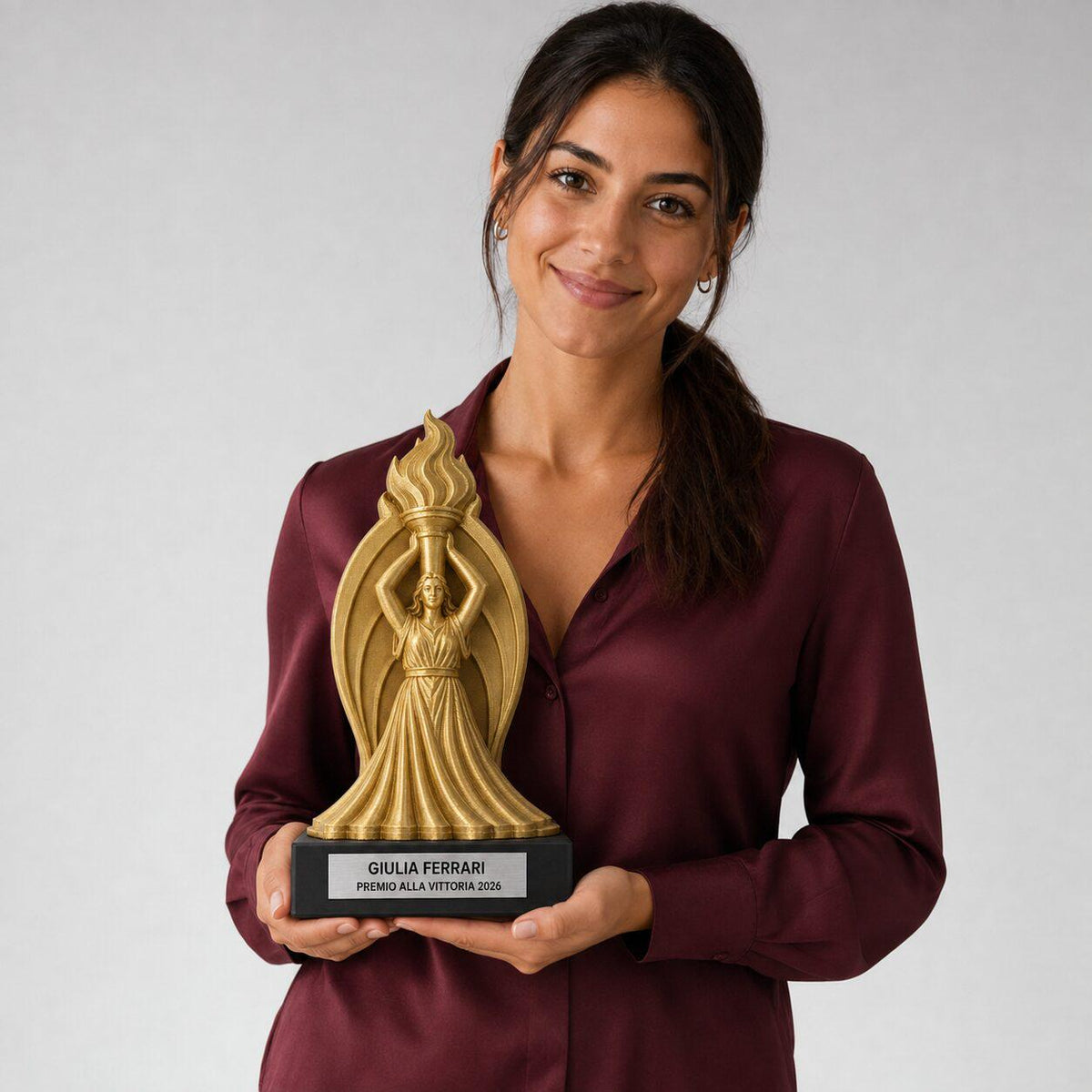 Trofeo Premium Portatrice della Fiamma Personalizzato – Premio Vittoria e Trionfo, 28 o 38 cm, Stampa 3D PLA