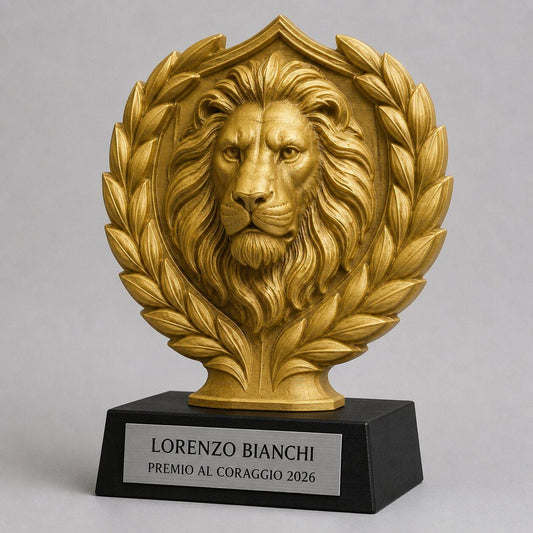 Trofeo Premium Leone del Trionfo Personalizzato – Premio Coraggio e Vittoria, 28 o 38 cm, Stampa 3D PLA
