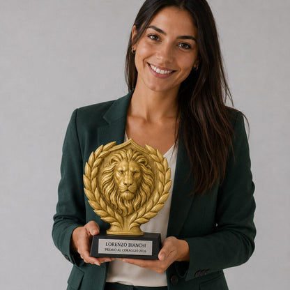 Trofeo Premium Leone del Trionfo Personalizzato – Premio Coraggio e Vittoria, 28 o 38 cm, Stampa 3D PLA