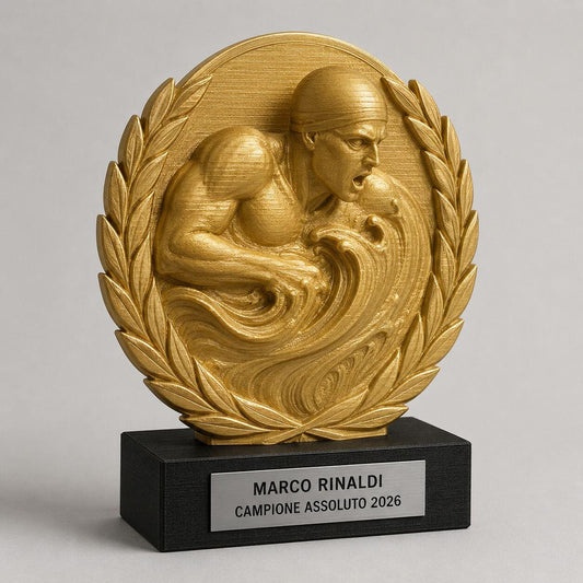 Trofeo Premium Nuotatore del Trionfo Personalizzato – Premio Nuoto e Vittoria, 28 o 38 cm, Stampa 3D PLA