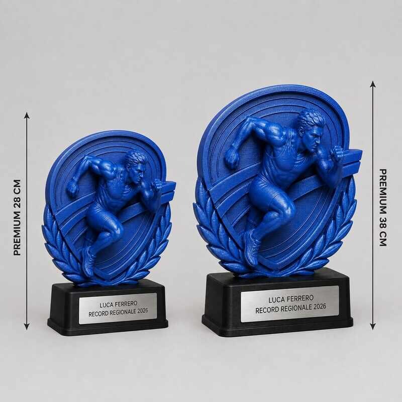 Trofeo Premium Velocista del Trionfo Personalizzato – Premio Atletica e Corsa, 28 o 38 cm, Stampa 3D PLA