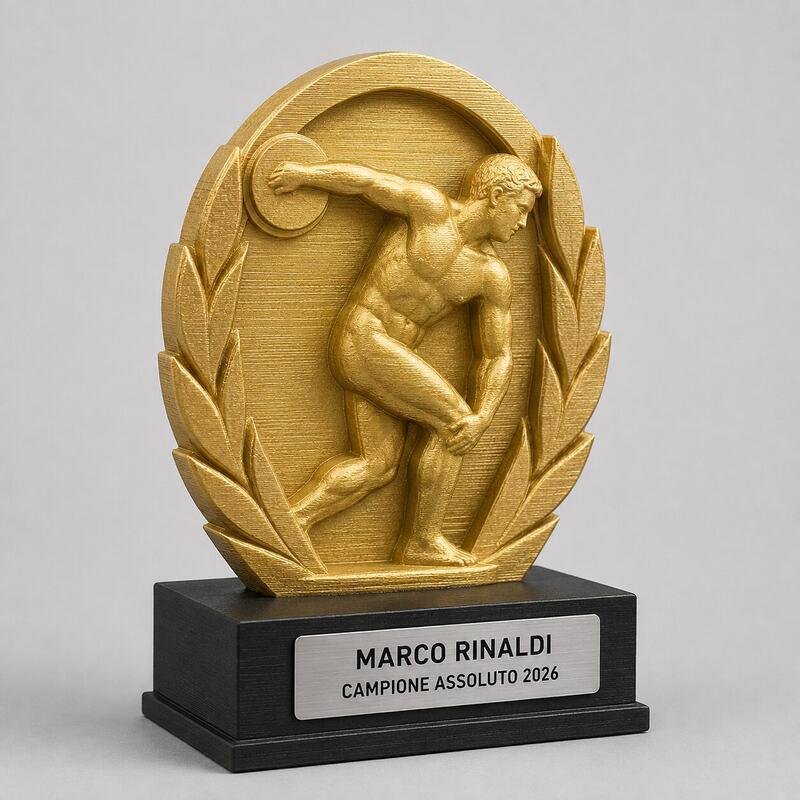 Trofeo Premium Discobolo della Vittoria Personalizzato – Premio Atletica e Lancio, 28 o 38 cm, Stampa 3D PLA