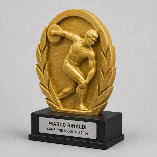 Trofeo Premium Discobolo della Vittoria Personalizzato – Premio Atletica e Lancio, 28 o 38 cm, Stampa 3D PLA