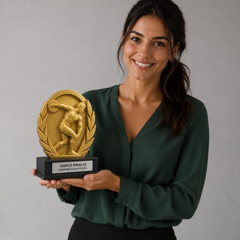 Trofeo Premium Discobolo della Vittoria Personalizzato – Premio Atletica e Lancio, 28 o 38 cm, Stampa 3D PLA