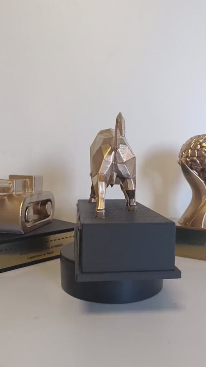 Trofeo Culturismo Toro 3D Personalizzato, Premio Miglior Culturista in PLA con Targhetta Acciaio Incisa