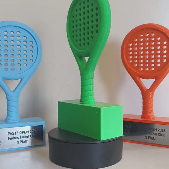 Trofeo Padel Personalizzato in Stampa 3D, Premio Racchetta Design Cartoon, Torneo Padel e Campionato, Riconoscimento Sportivo con Targhetta